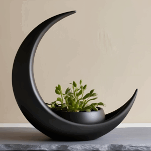 Monddekoration mit elliptischem Blumentopf