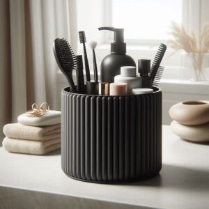 Moderner gerippter Badezimmer-Organizer, Make-up-Becher