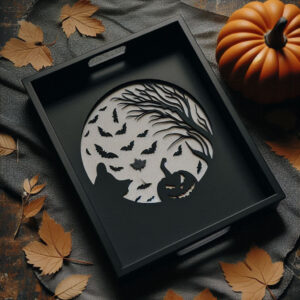 Halloween-Tablett mit Kürbis