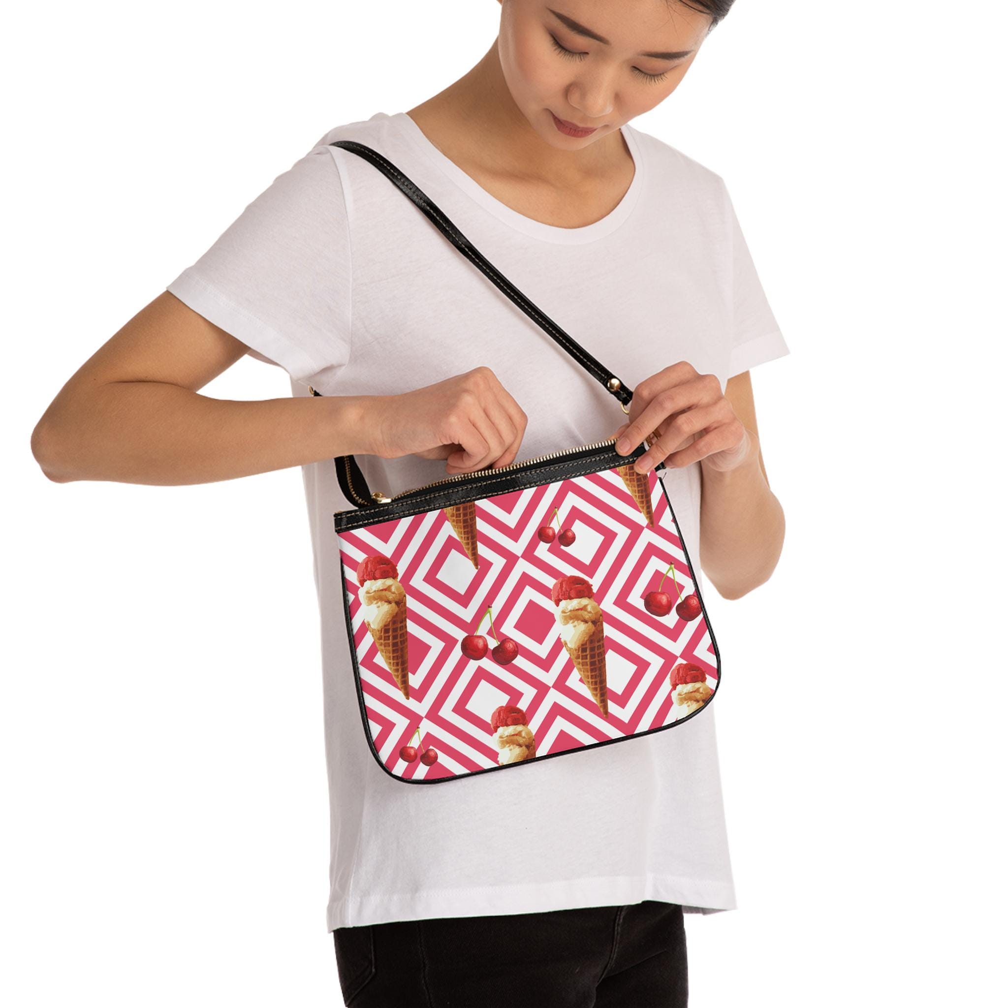 Kleine Umhängetasche mit Ice-Illustration | Crossbody-Tasche – Bild 3