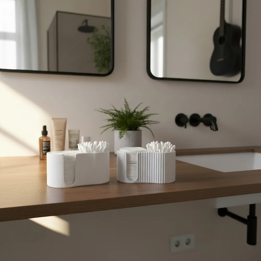 Moderner Wattepad- & Wattestäbchen-Spender | 3D-gedruckt – Bild 3